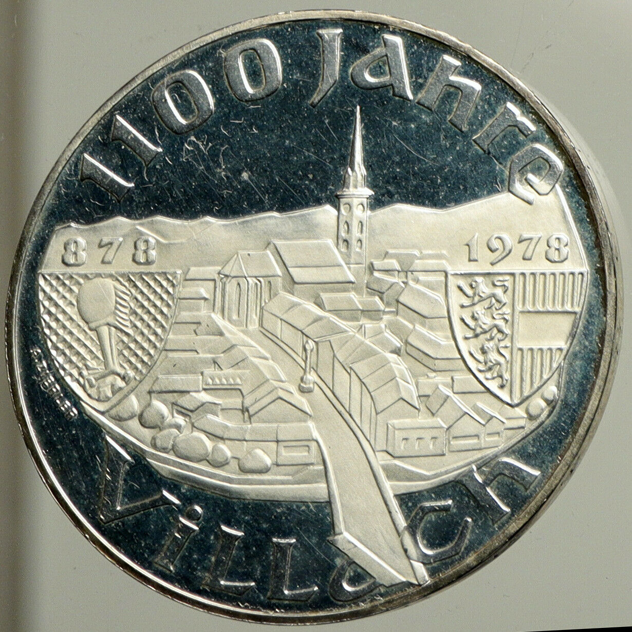 1978 AUSTRIA City of Villach Founding OLD Proof Silver 100 Shilling Coin i102489