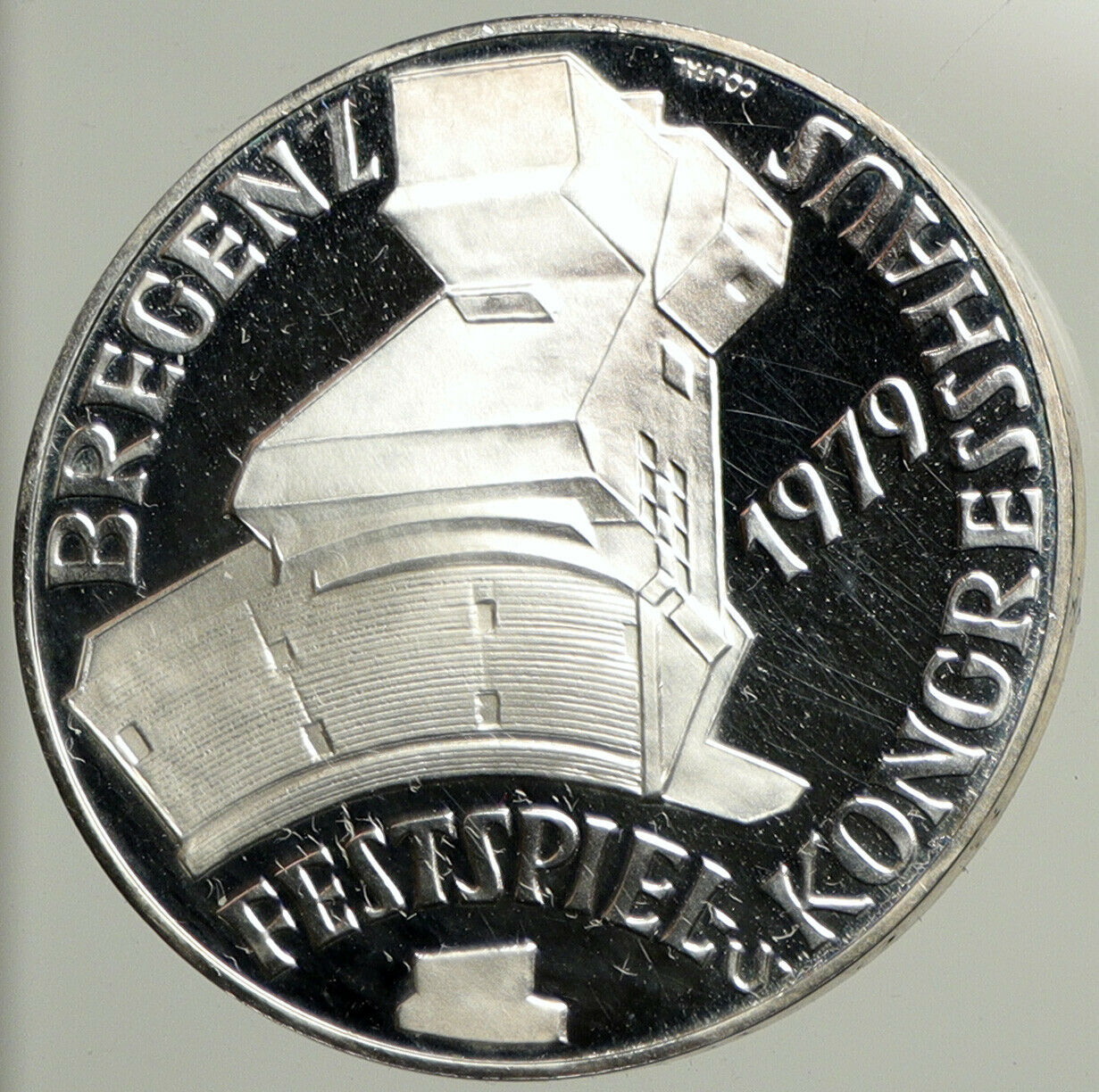 1979 AUSTRIA Festival Congresshall BREGENZ PRF Silver 100 Schilling Coin i102478