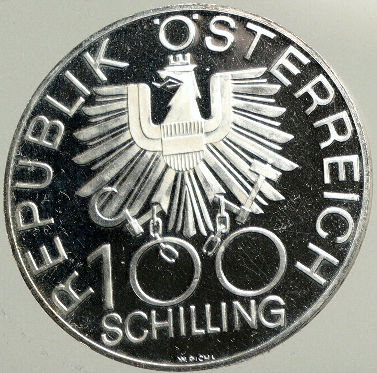 1979 AUSTRIA Cathedral of Vienna Neustadt PRF Silver 100 Schilling Coin i102481