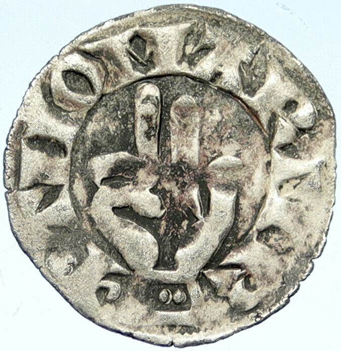 1200AD FRANCE Archbishopric BESANCON Antique Silver Denier Medieval Coin i101004