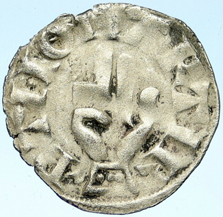 1200AD FRANCE Archbishopric BESANCON Antique Silver Denier Medieval Coin i101000