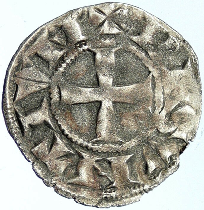 1200AD FRANCE Archbishopric BESANCON Antique Silver Denier Medieval Coin i101000