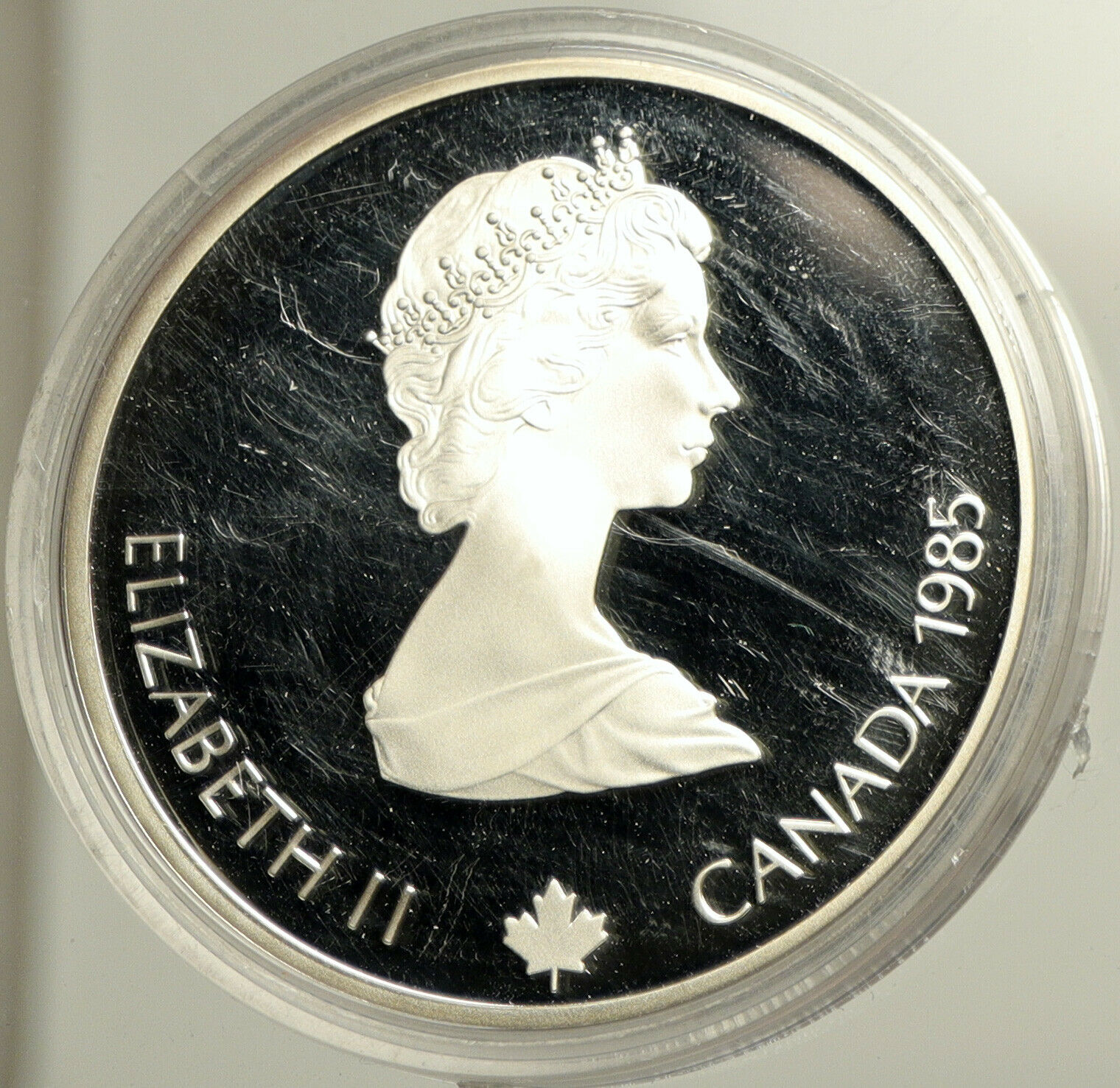 1985 CANADA Old 1988 CALGARY OLYMPICS Skiing OLD Proof Silver $20 Coin i102507