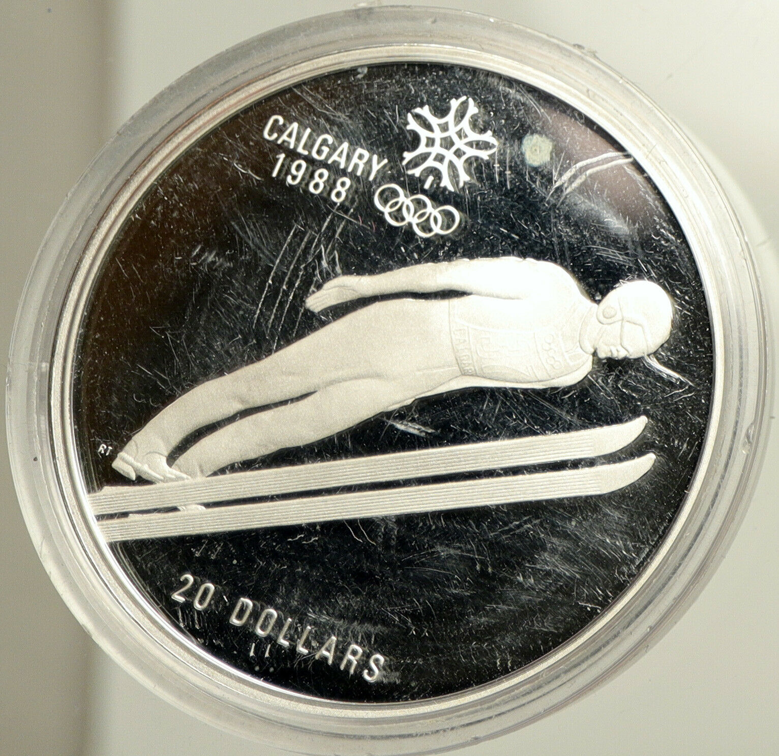 1987 CANADA 1988 CALGARY OLYMPICS Ski Jumping OLD Proof Silver $20 Coin i102510