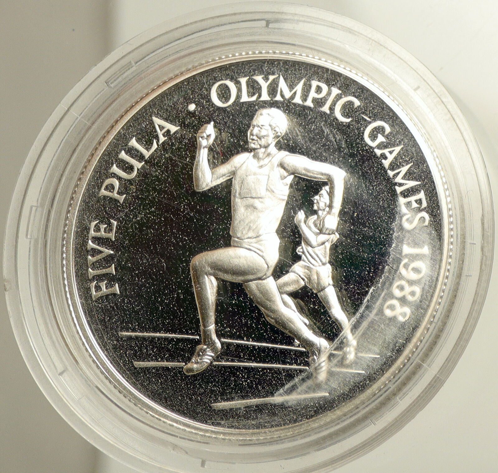 1988 BOTSWANA Summer Olympics RUNNER VINTAGE Proof Silver 5 Pula Coin i102512