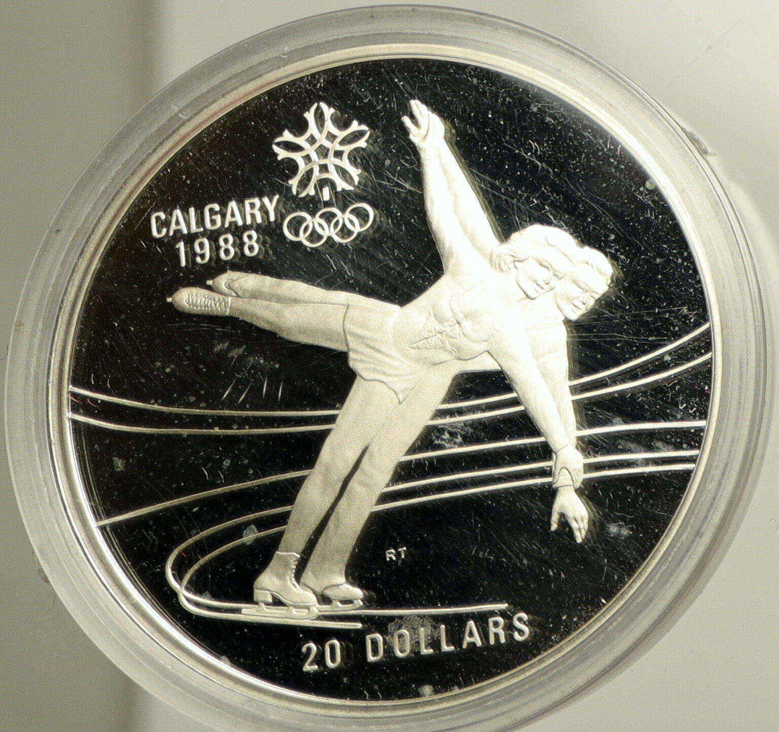 1987 CANADA 1988 CALGARY OLYMPICS Ice Skating OLD Proof Silver $20 Coin i102516