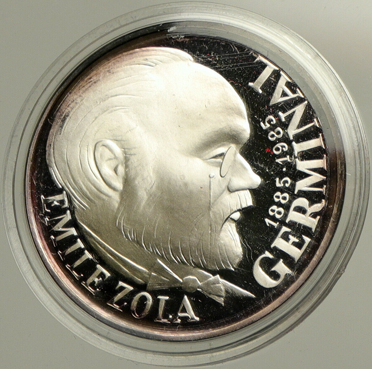 1987 FRANCE Emile Zola Vintage Proof Silver 100 Franc Coin i102493