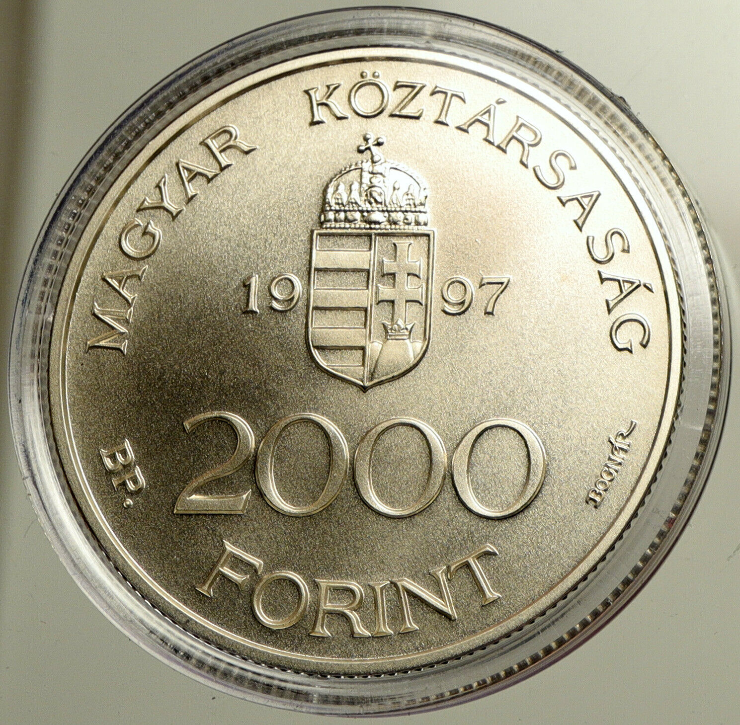 1997 HUNGARY National Bank OLD Ersebet Bridge BU Silver 2000 Forint Coin i102501