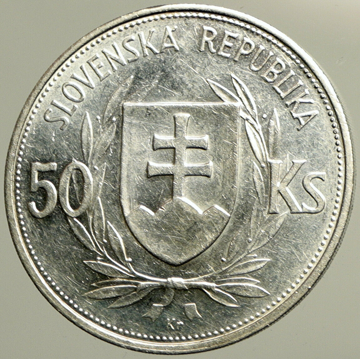 1944 SLOVAKIA REPUBLIC Jozef Tiso VINTAGE Silver 50 Korun Slovakian Coin i102475