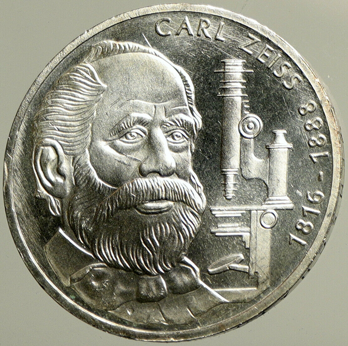 1988 F GERMANY Carl Zeiss Lens Genuine Old PF Silver 10 Mark German Coin i102466