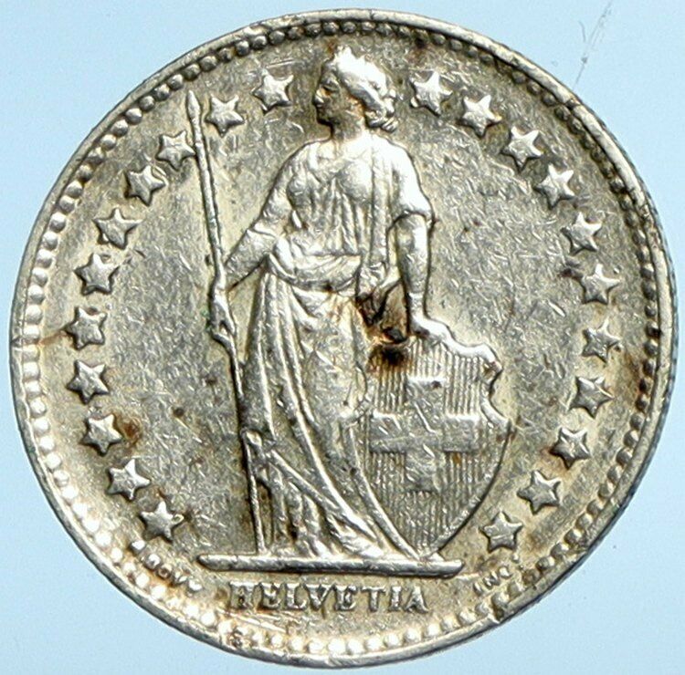 1948 B SWITZERLAND HELVETIA Symbolize SWISS Nation SILVER 1/2 Franc Coin i101986