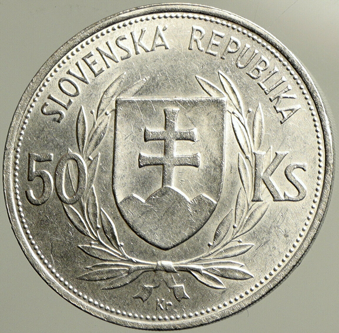 1944 SLOVAKIA REPUBLIC Jozef Tiso VINTAGE Silver 50 Korun Slovakian Coin i102460