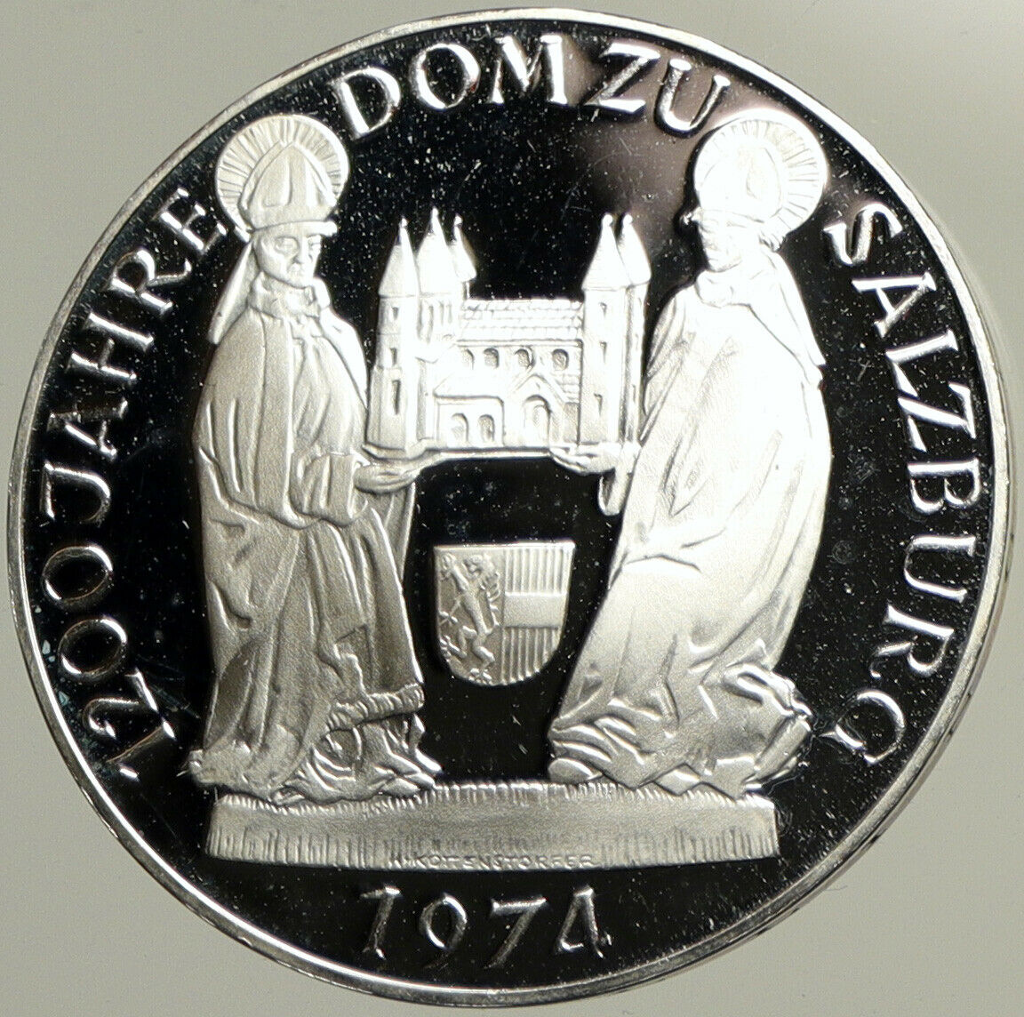 1974 AUSTRIA Saint Rupert & Saint Vincent Proof Silver 50 Shilling Coin i102470