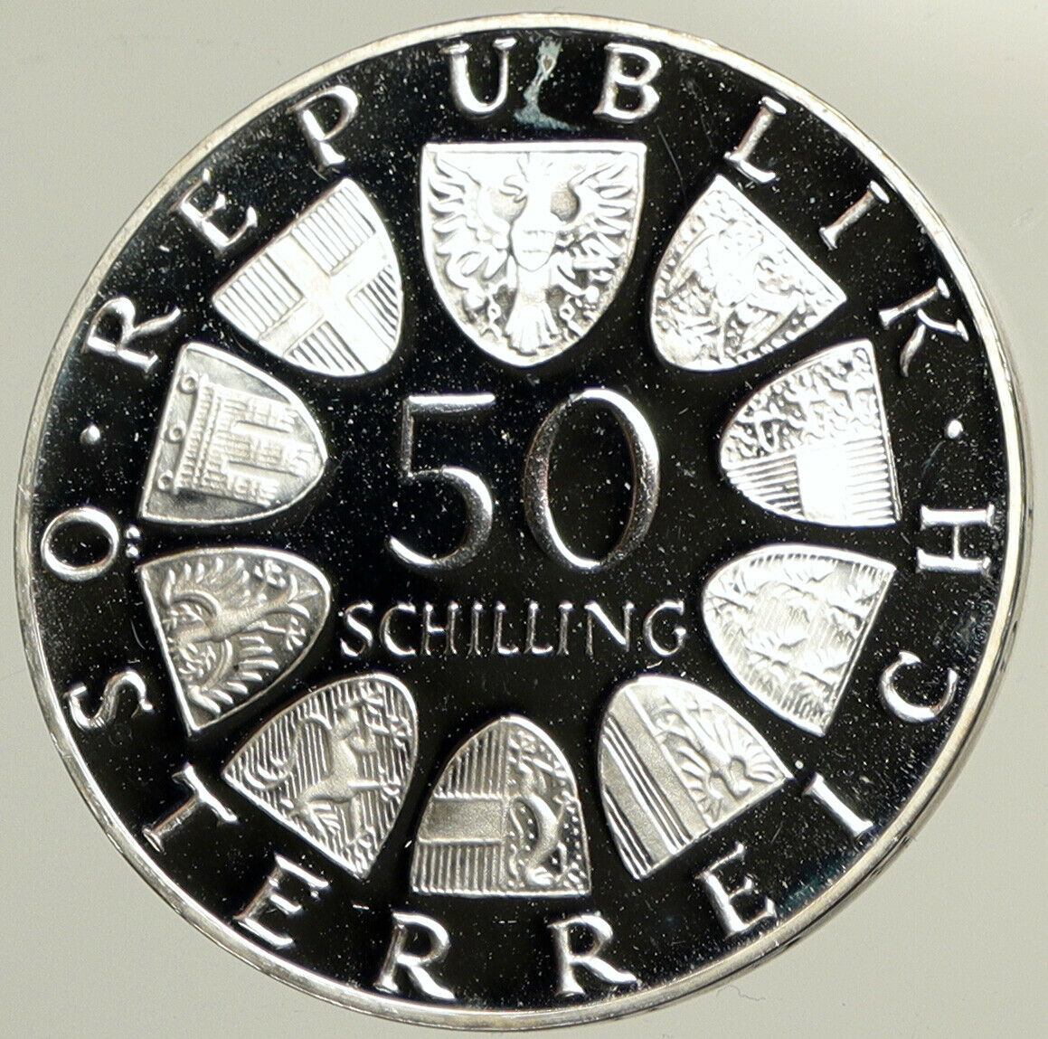 1974 AUSTRIA Saint Rupert & Saint Vincent Proof Silver 50 Shilling Coin i102470