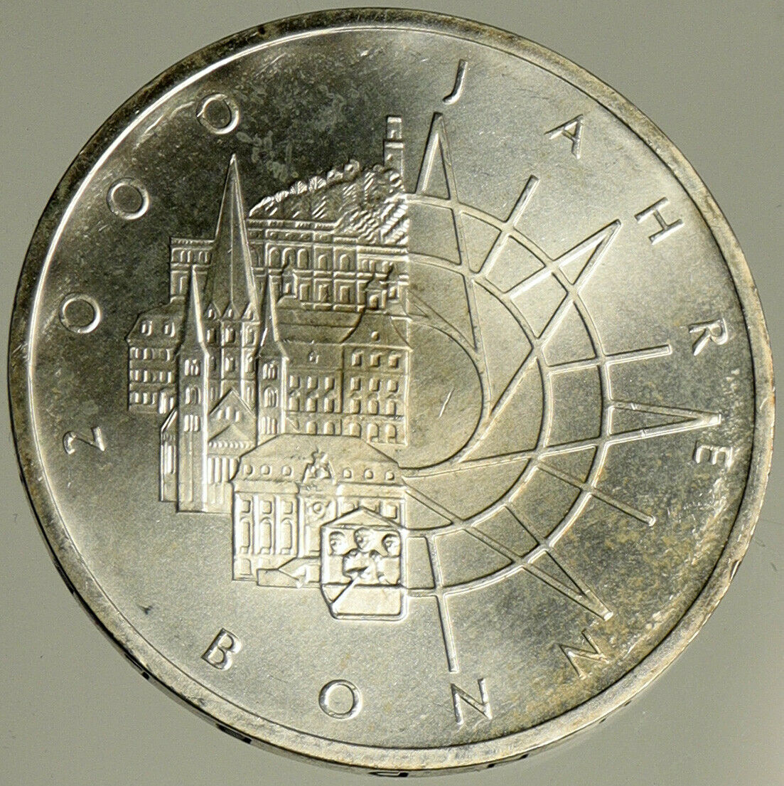 1989 Germany 200 Year CITY OF BONN Vintage Eagle BU Silver 10 Mark Coin i102471