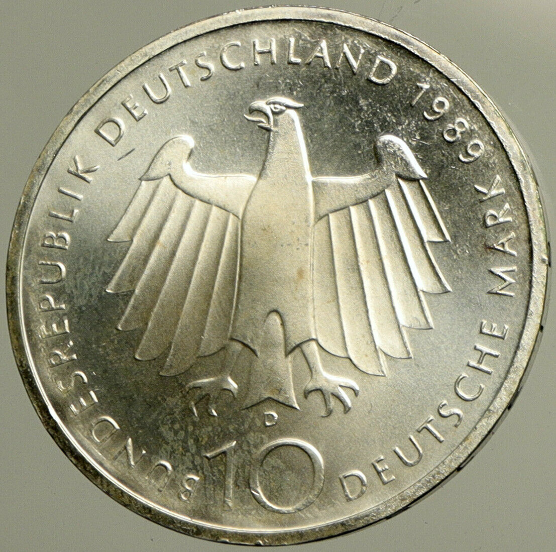 1989 Germany 200 Year CITY OF BONN Vintage Eagle BU Silver 10 Mark Coin i102471