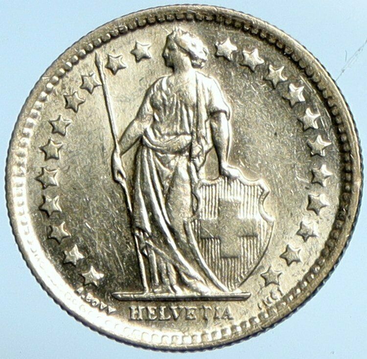 1958 B SWITZERLAND HELVETIA Symbolize SWISS Nation SILVER 1/2 Franc Coin i101985