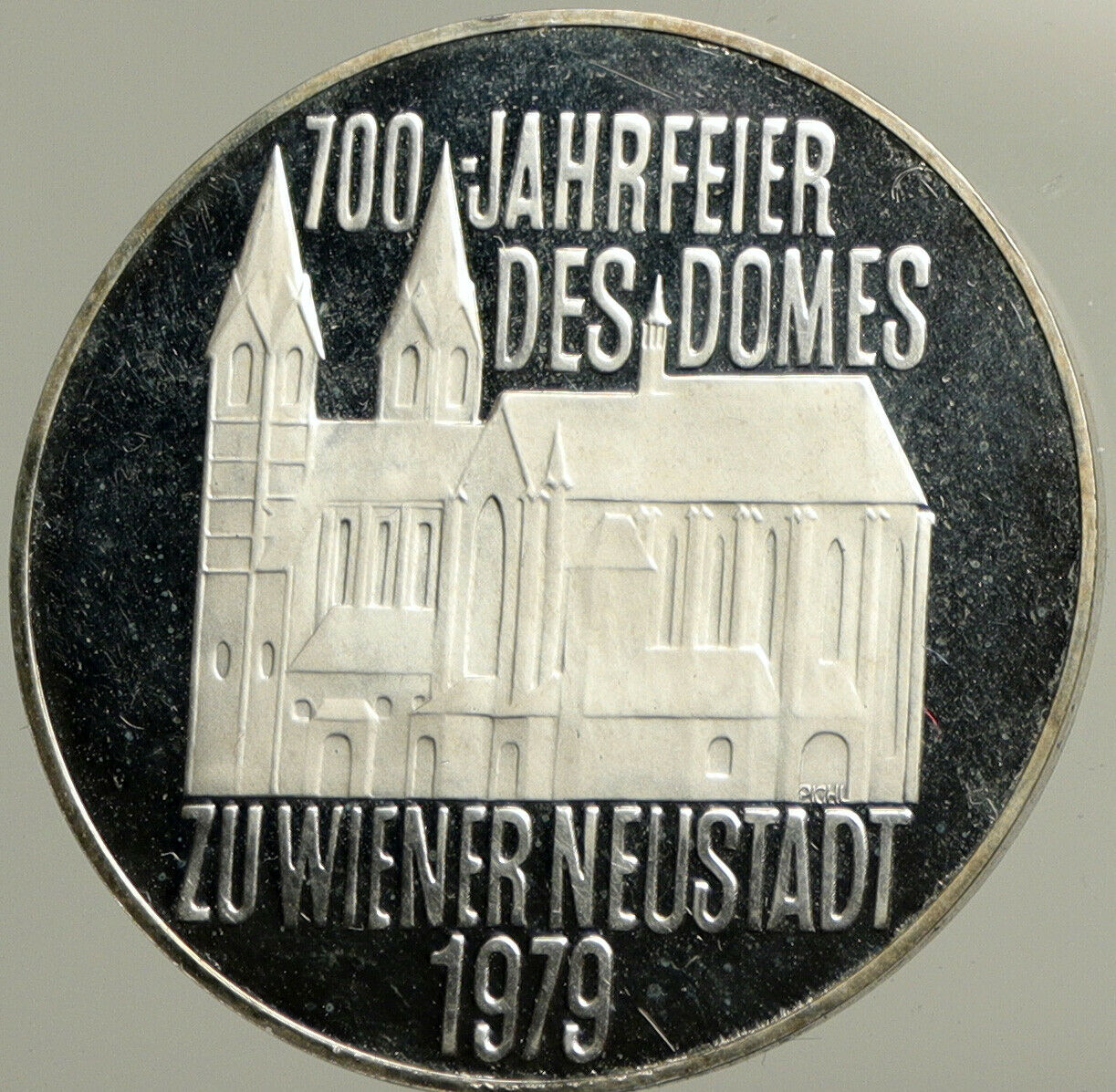 1979 AUSTRIA Cathedral of Vienna Neustadt PRF Silver 100 Schilling Coin i102468