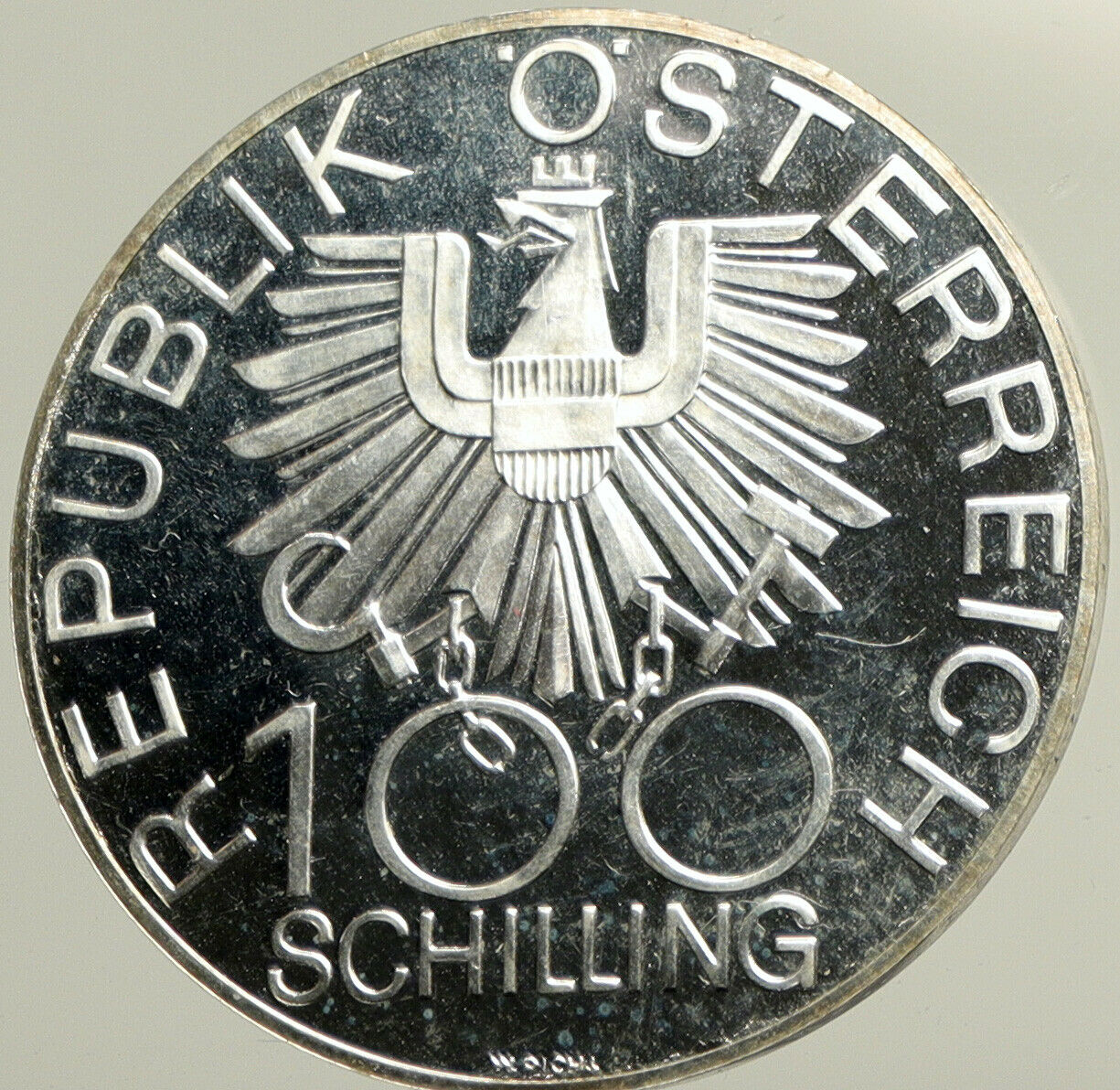 1979 AUSTRIA Cathedral of Vienna Neustadt PRF Silver 100 Schilling Coin i102468