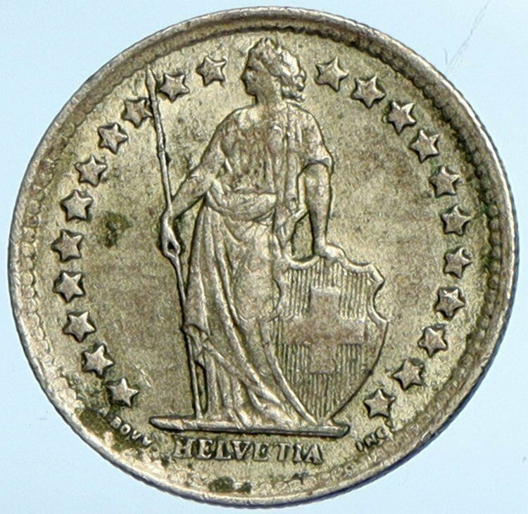 1959 B SWITZERLAND HELVETIA Symbolize SWISS Nation SILVER 1/2 Franc Coin i101982