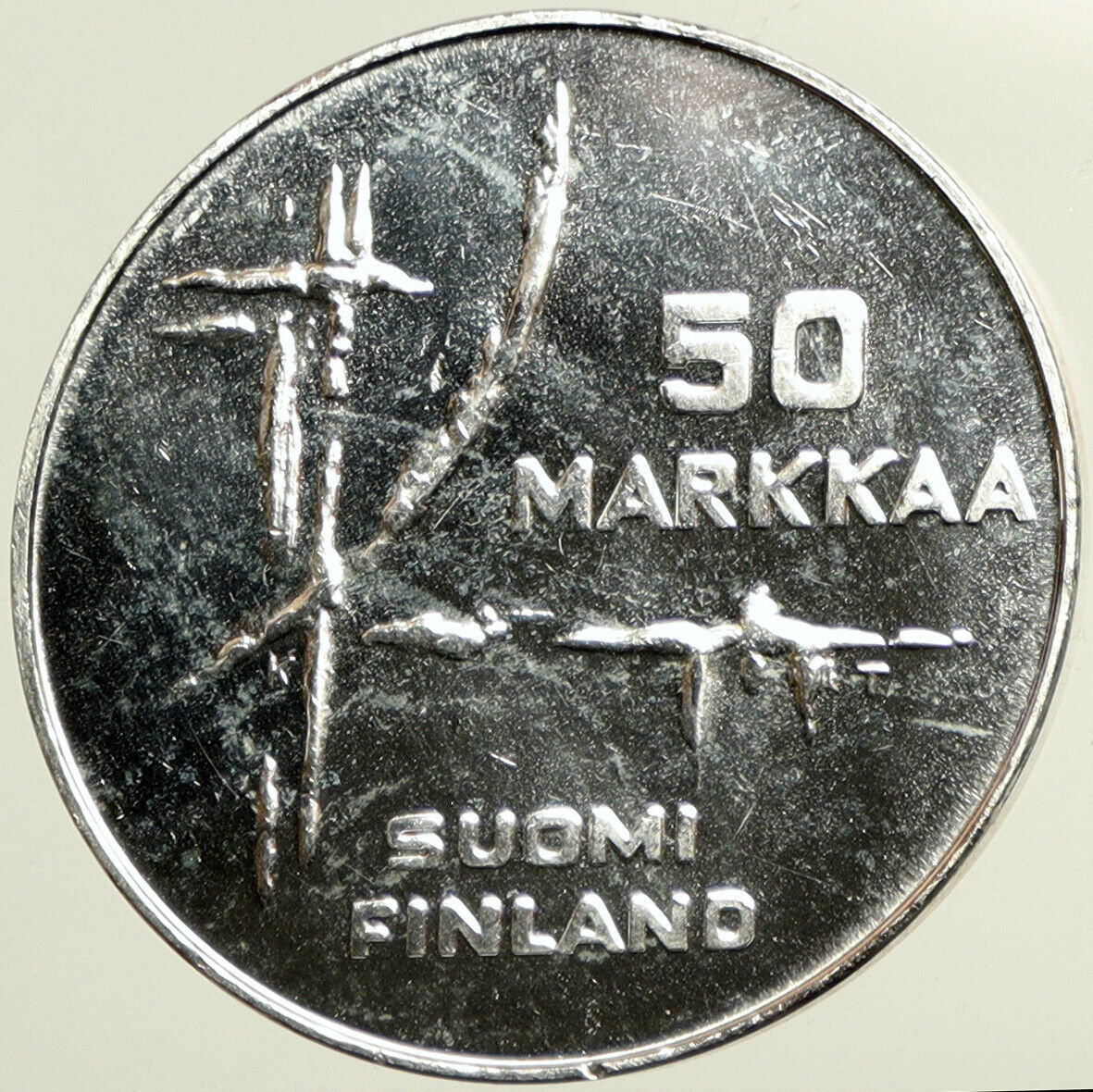 1982 FINLAND World Athletics Championship VINTAGE Silver 50 Markkaa Coin i102456