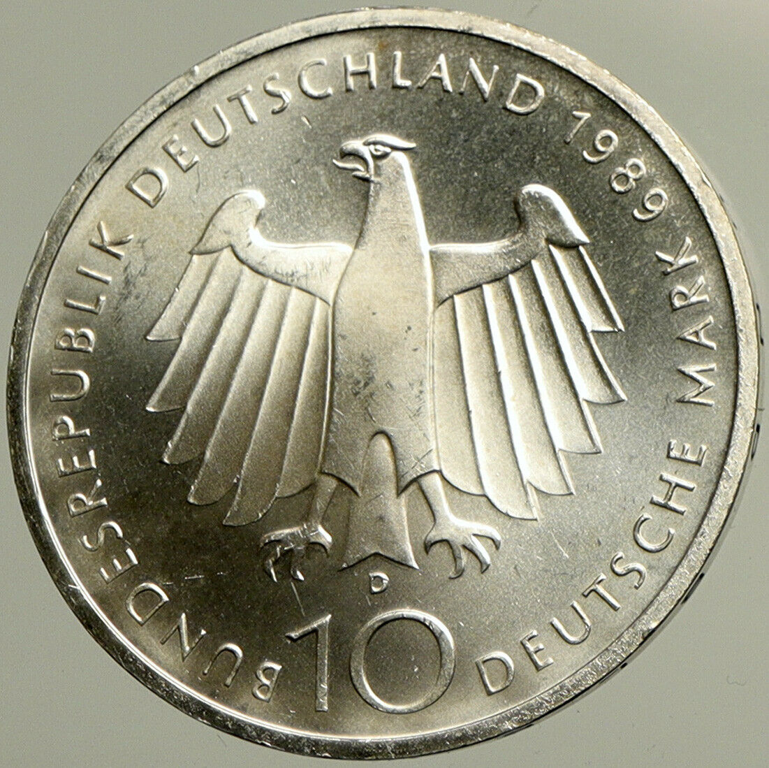 1989 Germany 200 Year CITY OF BONN Vintage Eagle OLD Silver 10 Mark Coin i102459