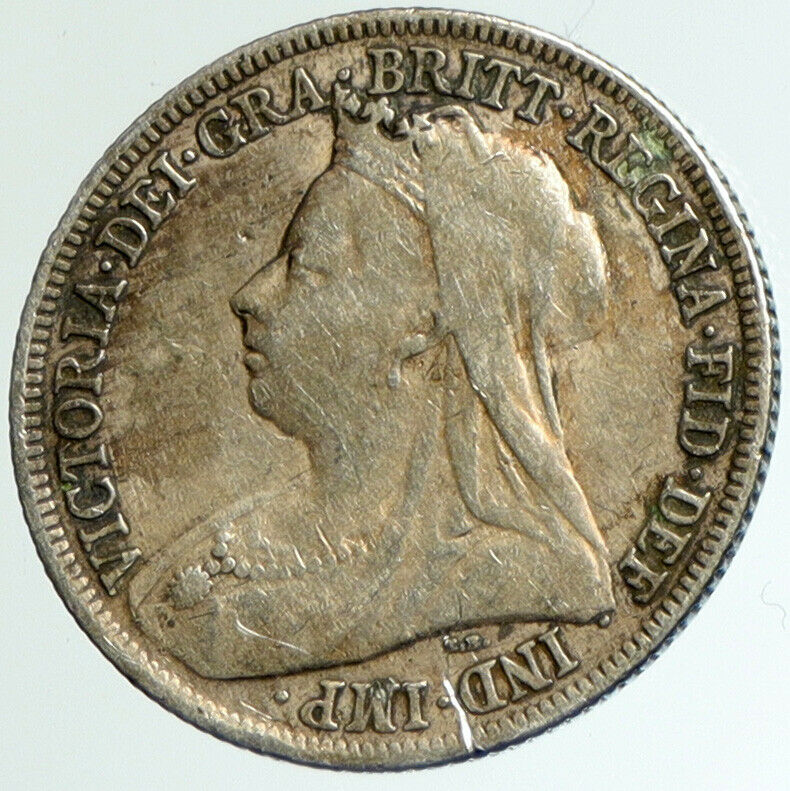 1899 UK Great Britain United Kingdom QUEEN VICTORIA Shilling Silver Coin i102299