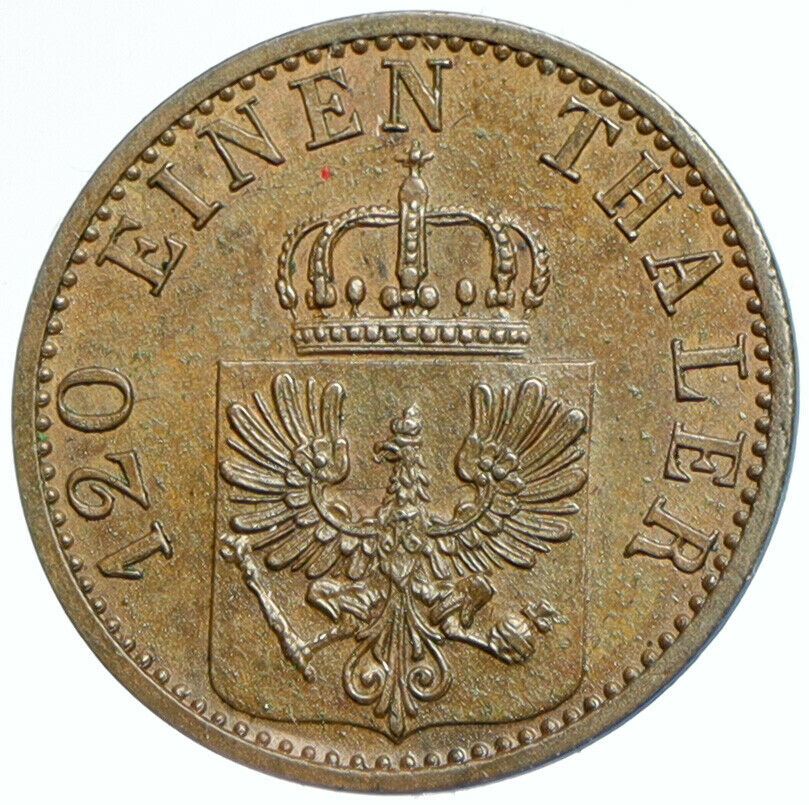 1870 C GERMAN STATES PRUSSIA King WILHELM I Antique OLD 3 Pfenninge Coin i102371