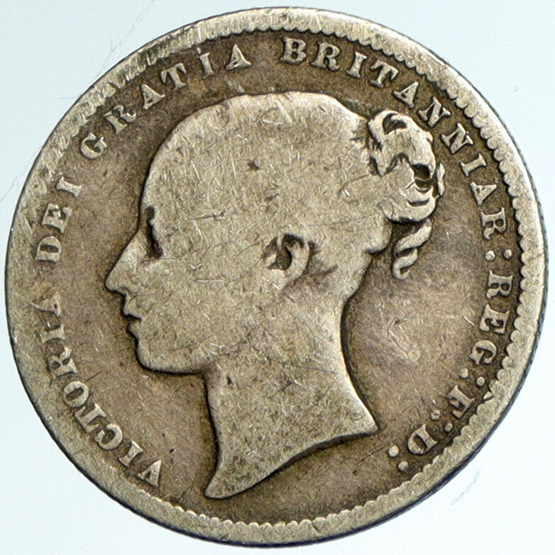 1871 UK Great Britain United Kingdom QUEEN VICTORIA Shilling Silver Coin i102401