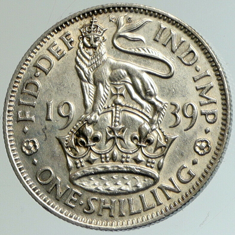 1939 Great Britain UK United Kingdom SILVER SHILLING Coin King George VI i102162