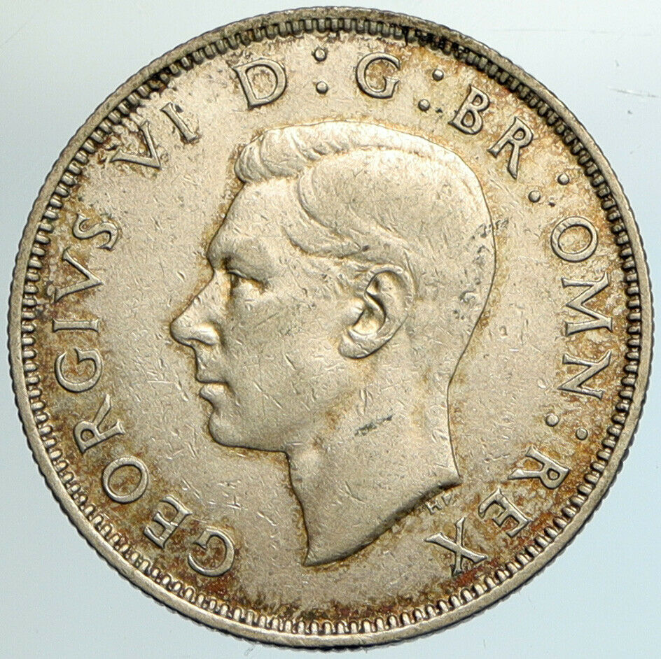 1941 GREAT BRITAIN United Kingdom King George VI SILVER 2 SHILLING Coin i102158