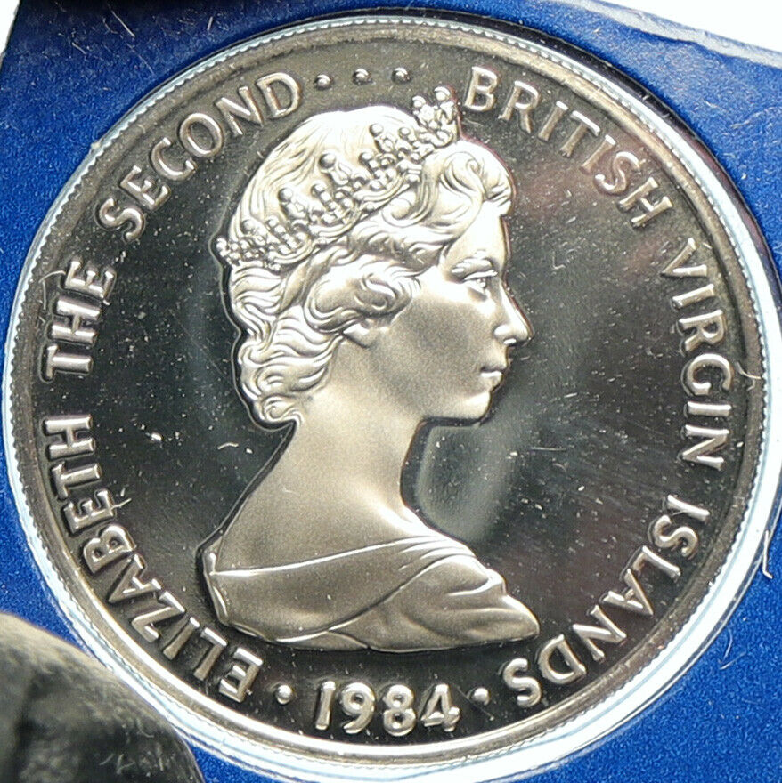 1984 British Virgin Islands Queen Elizabeth II BIRD Proof 25 Cents Coin i102115