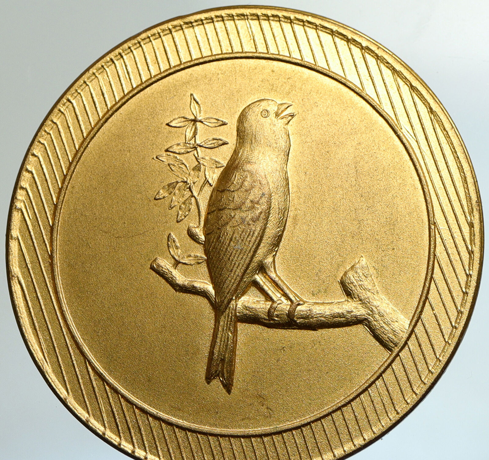 1870-1910 FRANCE Agriculture LANDBOUW Antique BIRD French Gilt Medal i102137