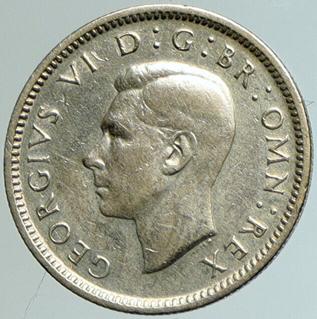 1946 UK Great Britain United Kingdom KING GEORGE VI Silver SIXPENCE Coin i102232