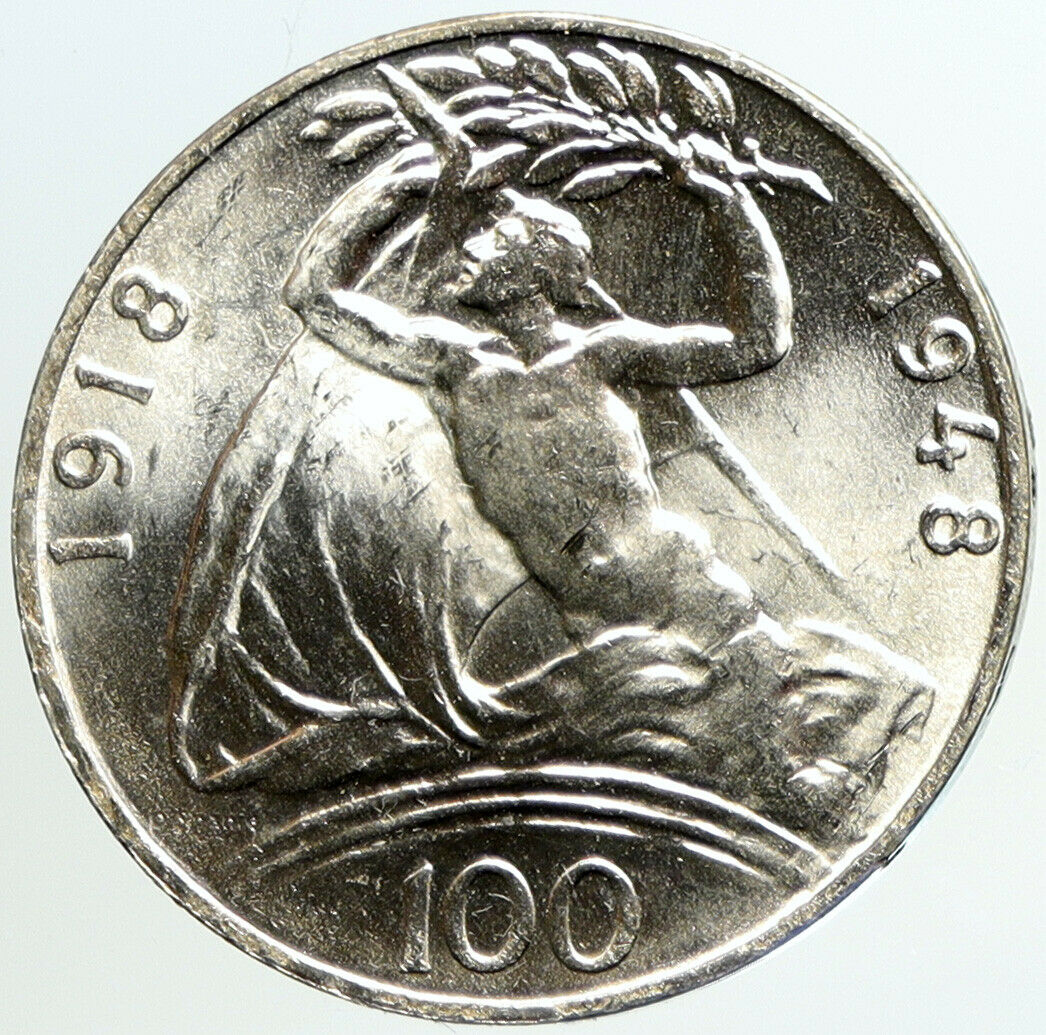 1948 CZECH REPUBLIC Czechoslovakia INDEPENDENCE Silver 100 Korona Coin i101177