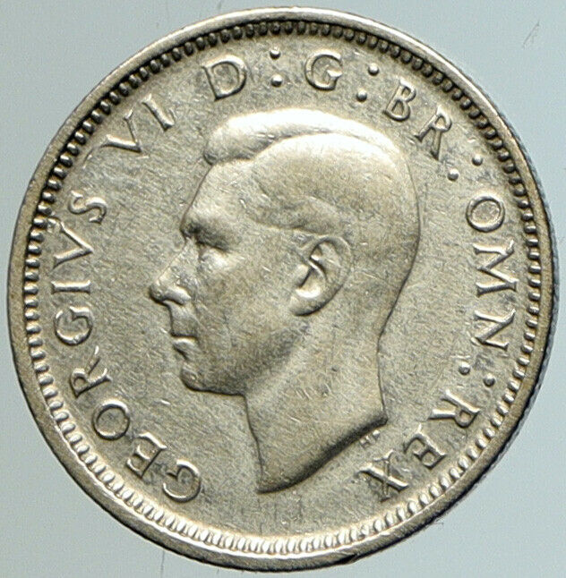 1942 UK Great Britain United Kingdom KING GEORGE VI Silver SIXPENCE Coin i102230