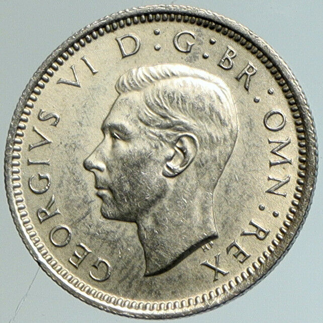 1942 UK Great Britain United Kingdom KING GEORGE VI Silver SIXPENCE Coin i102231