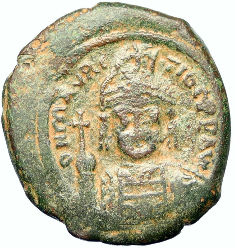 MAURICE TIBERIUS Authentic Ancient Constantinople Follis BYZANTINE Coin i100502