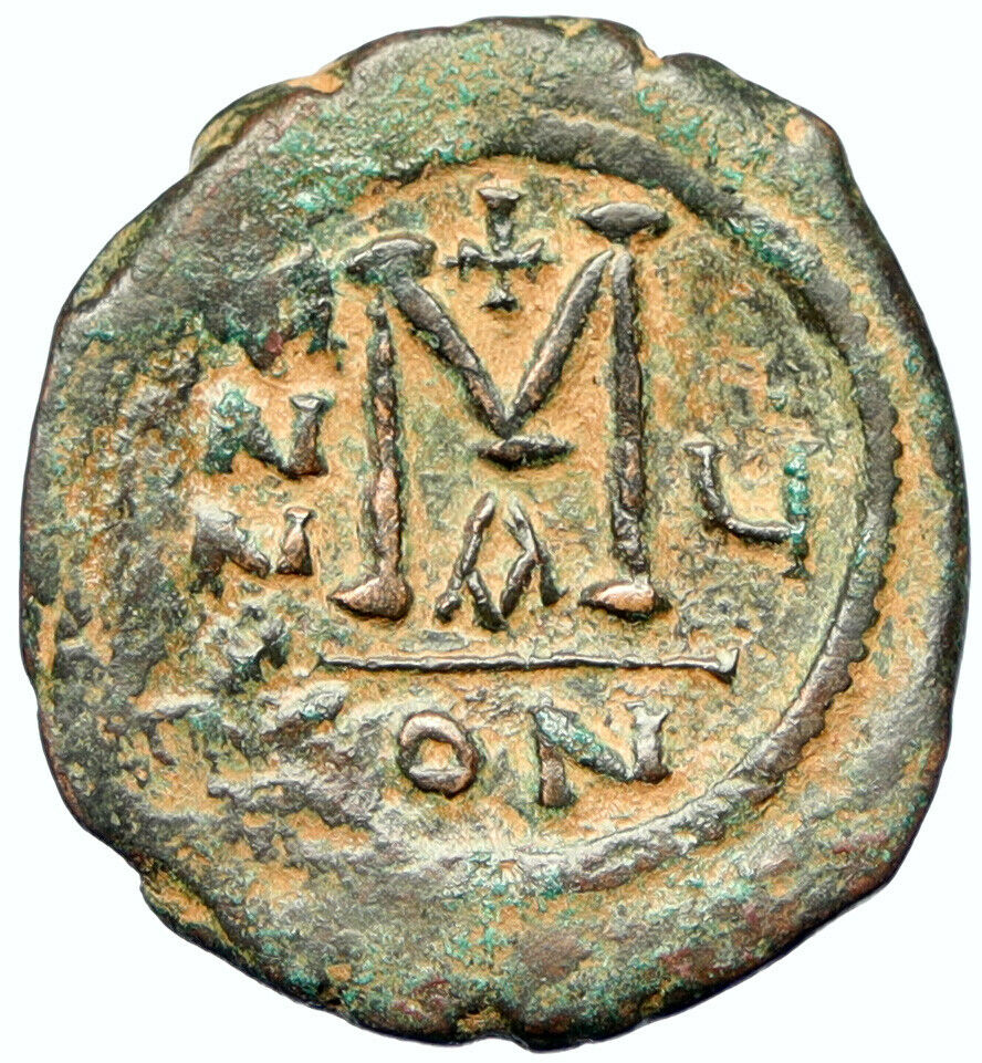 MAURICE TIBERIUS Authentic Ancient Constantinople Follis BYZANTINE Coin i100502