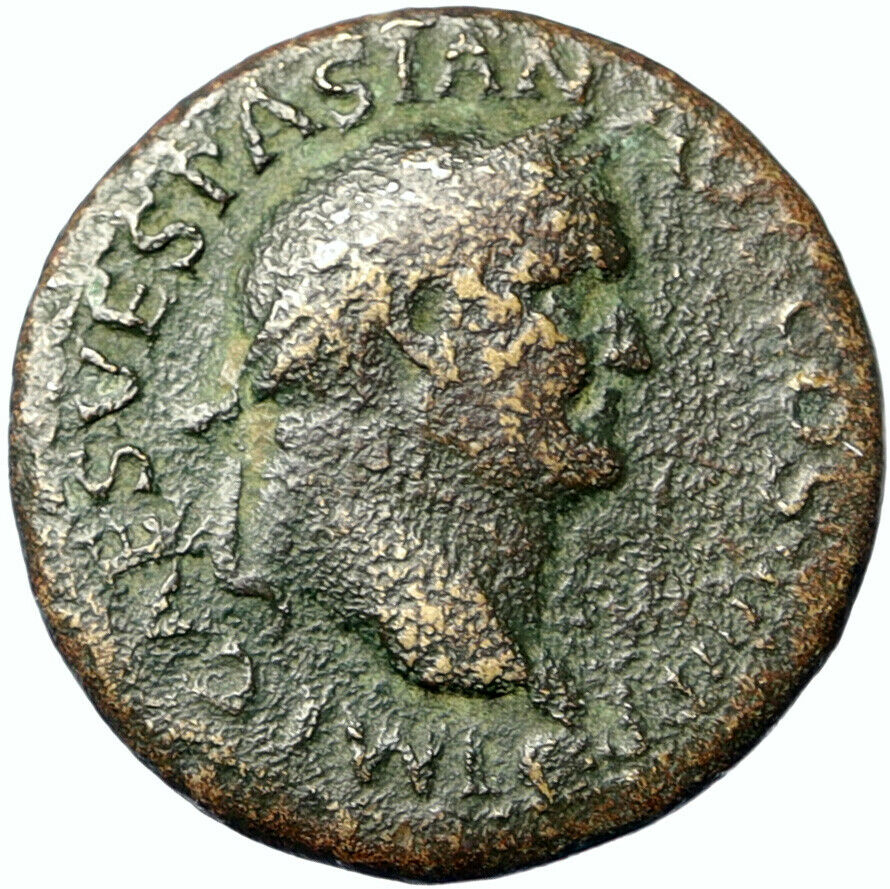 VESPASIAN Authentic Ancient 77AD OLD Lyons VINTAGE ANTIQUE Coin FORTUNA i100488