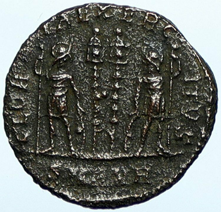 CONSTANTIUS II 331AD Antioch ANTIQUE Ancient Roman Coin SOLDIER STANDARD i100597