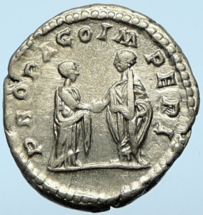 PLAUTILLA & CARACALLA Marriage Silver 202AD Ancient OLD Rome Roman Coin i100428