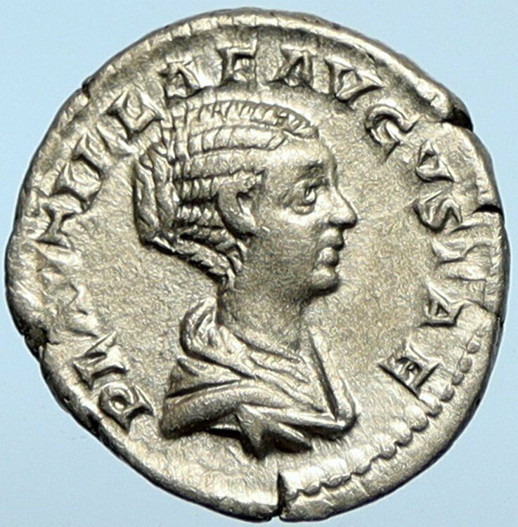 PLAUTILLA & CARACALLA Marriage Silver 202AD Ancient OLD Rome Roman Coin i100428