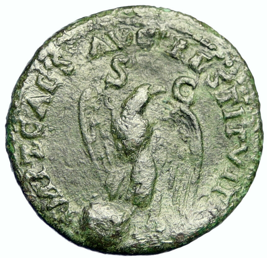 AUGUSTUS 80AD under TITUS w EAGLE Rome Dupondius OLD Ancient Roman Coin i100498