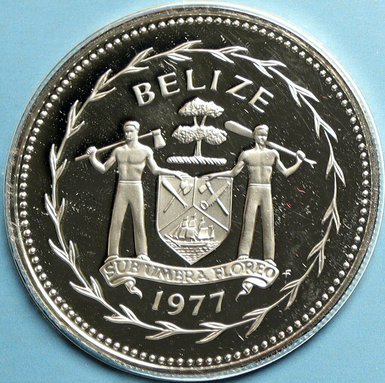 1977 BELIZE Avifauna Toucan BIRD Antique VINTAGE Proof Silver $5 Coin i103195