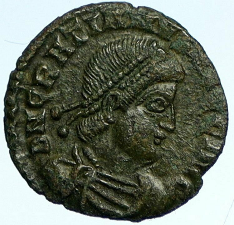 GRATIAN 378AD Arelate Authentic ANCIENT Old Roman Coin CHRISTIAN CHI RHO i102008