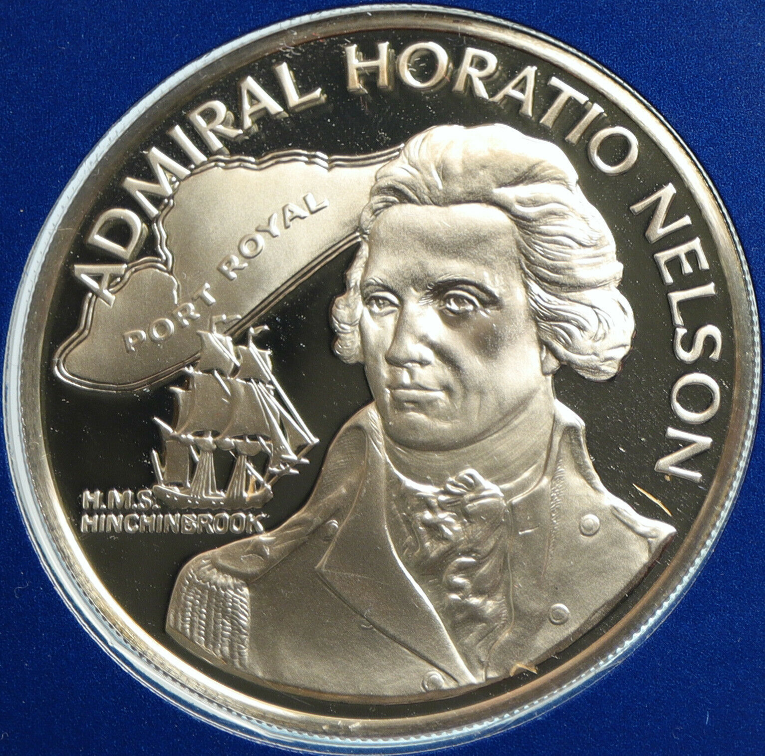 1976 JAMAICA Admiral Horatio Nelson Royal Navy PF SILVER 10 Dollars Coin i103192