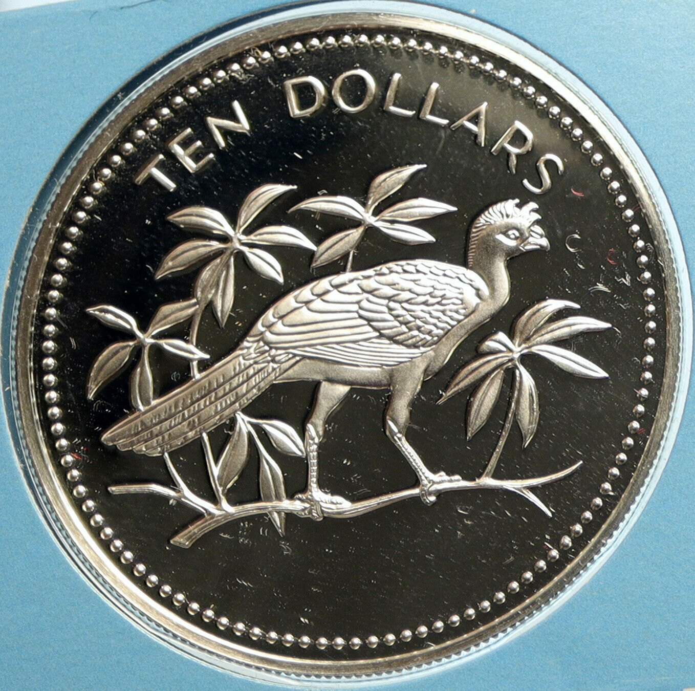 1976 BELIZE Avifauna Great Curassow BIRD VINTAGE Proof Silver $10 Coin i103196