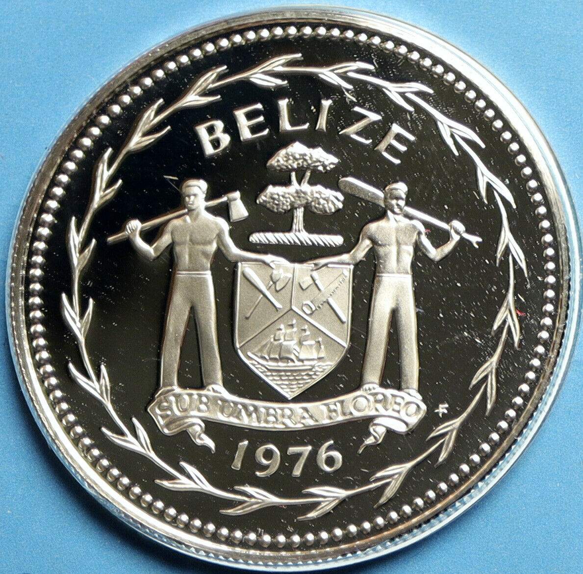 1976 BELIZE Avifauna Scarlet Macaw BIRD Old VINTAGE Proof Silver $1 Coin i103194