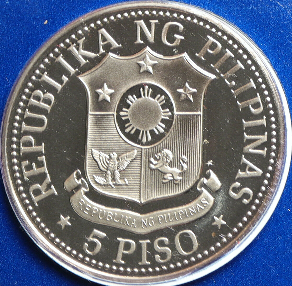 1975 PHILIPPINES New Society MARCOS Lipunan VINTAGE Proof 5 Piso Coin i103181